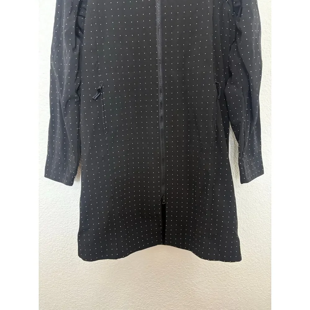 Lululemon Apres Yoga Jacket Black White Polka Dots Mid Length Hoodie